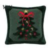 Plush Cushion Cover for Sofa Christmas Tree Cover, Embroidered Throw Pillow Decorative Red And Green Holiday Covers Case Home Decor, 18 x Inches