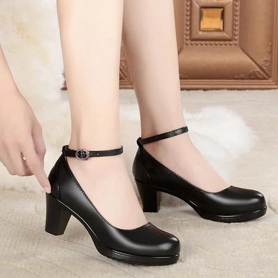 8см 10см Маленький размер 33-43 Элегантные Удобные Туфли-лодочки на платформе из мягкой кожи, Осень 2025, Туфли на высоком блочном каблуке, Офис