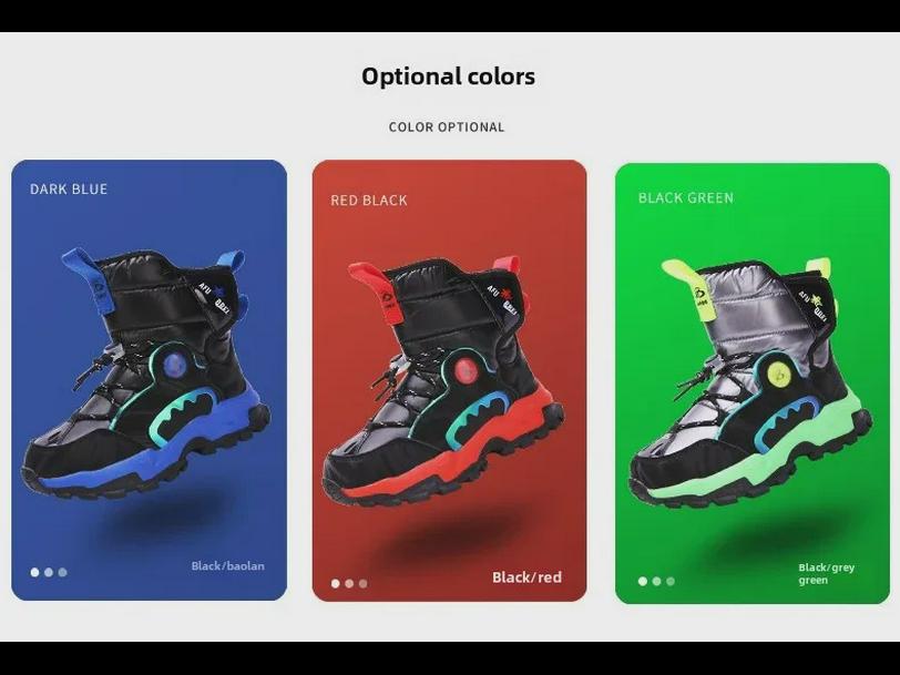 Boys' Winter Waterproof Snow Boots, Non-Slip, Extra Warm, Medium To Large Sizes, Outdoor Hiking Footwear