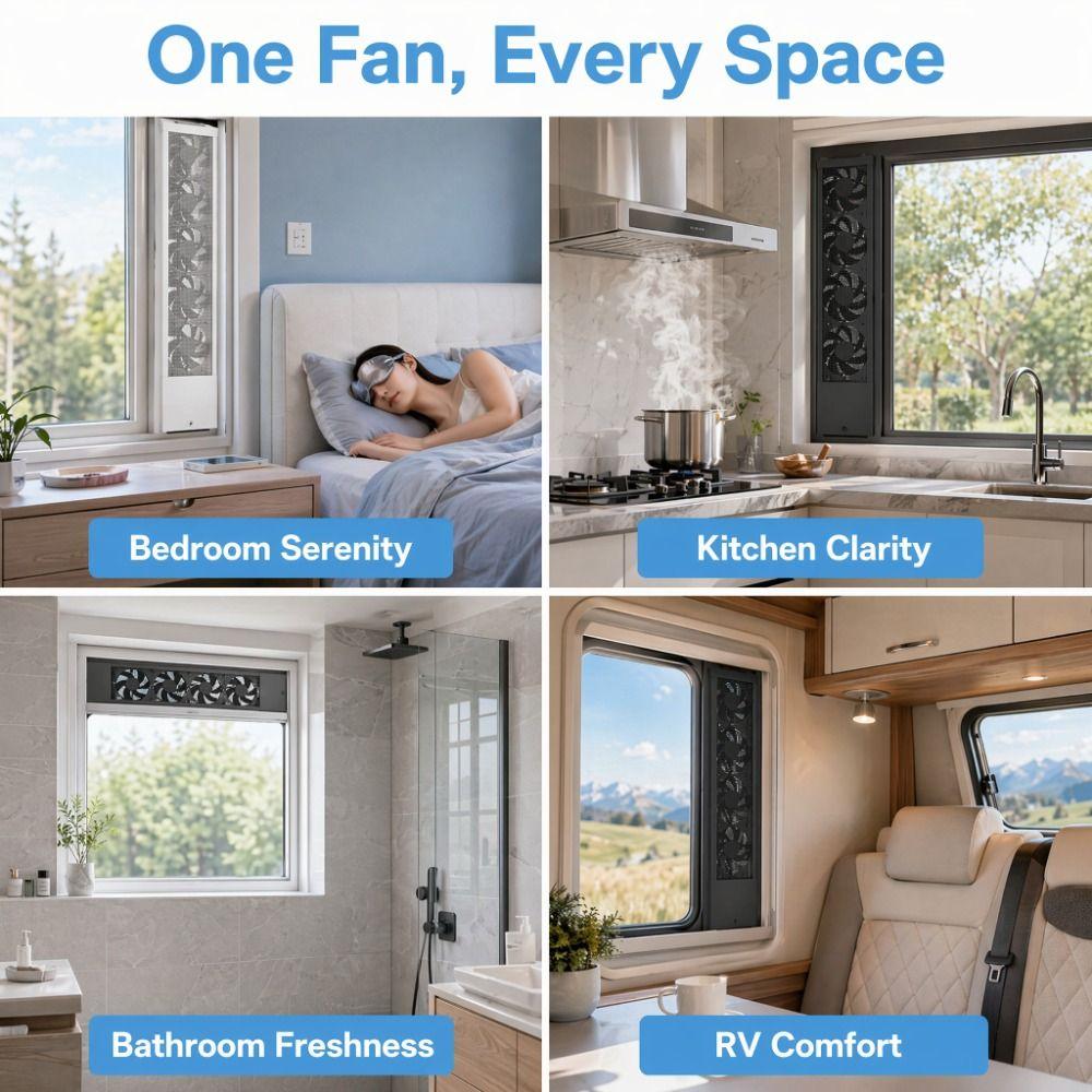 No Installation Window Exhaust Fan WiFi Remote Ventilator Fan Ventilation Fan for US Kitchen