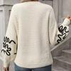 IHUASU Women's Pullover Knit Sweater Solid Colour Pattern Fashion Sweater Woman