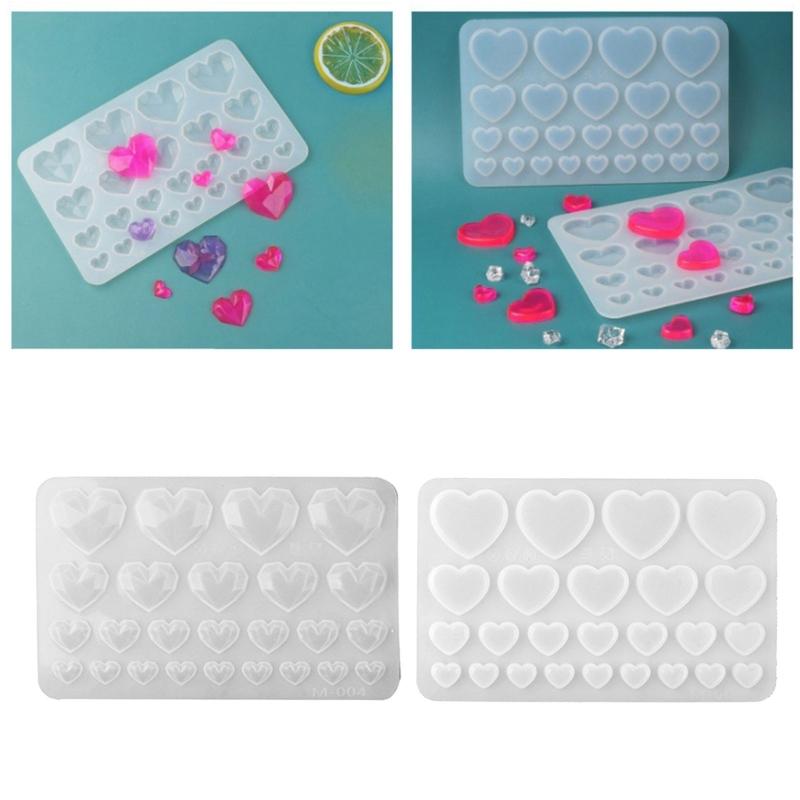 Diamonds Love Crystal Glue Drop Mold Heart Curtain Jewelry Keys Chain Cuestion Decorations Silicone Form for Crafts