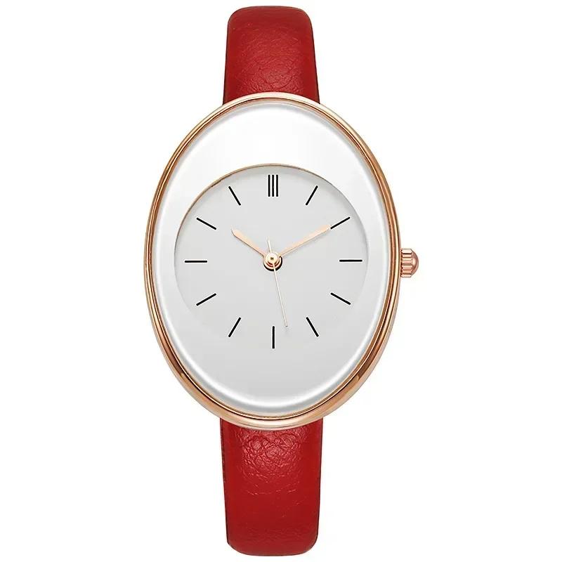 Minimalist Oval Women Watches Simple Elegant Ladies Wrist Watch Quartz Leather Female Clock Reloj Mujer Relogio No Bracelet