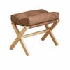 Orange Padded Footstool Wooden Frame Ottoman Chair Cushion for Living Room