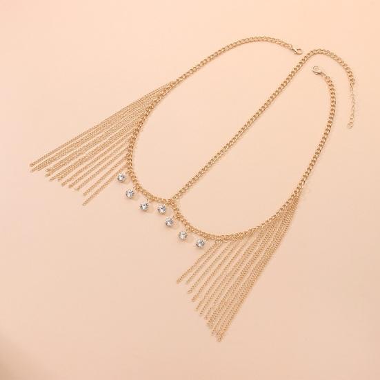 Цепочка на волосы Регулируемый размер Женская Индийская головная убор Многослойная Тиара со стразами и Золотыми кисточками Сверкающие стразы Головной убор