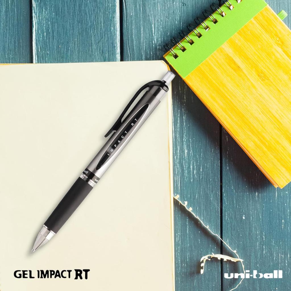Uni-Ball Гелевая ручка-роллер с нажимным механизмом Gel Impact RT UMN-152S 1.0 мм, черные чернила, упаковка 3 шт. для офиса, дома и школы