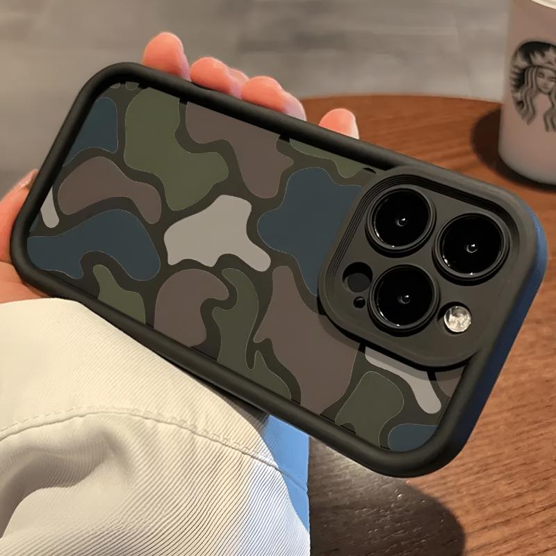 Двухцветный Камуфляжный Зелено-Серый Модный Чехол Для Телефона Для iPhone 17 16 17E 16E 15 14 13 12 11 Pro Max Plus Air