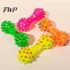 Durable Dog Chew Toys Squeaky Dumbbell Toy, Vinyl Spiky Teeth Cleaning for Dogs Toy Small Large Interactive Play Oral Health Pet