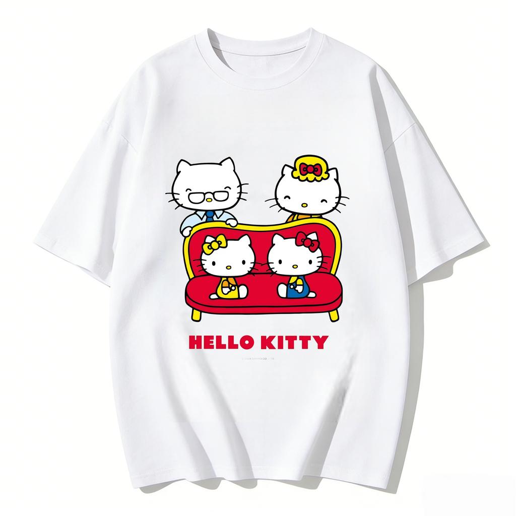 2026 Hello Kitty Tee soft cotton short sleeve crew neck cute print lightweight summer top for Women daily casual wear