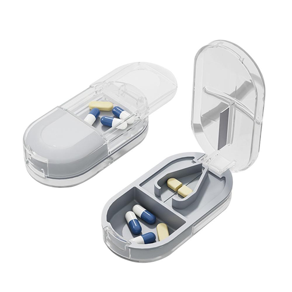 Portable Medicine Splitter Box 2 In 1 Powder Tablet Grinder Travel Medicine Pill Box Pills