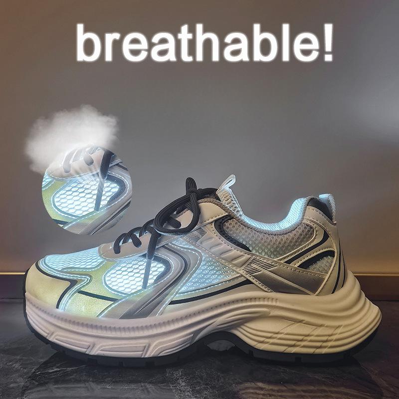 Новые кроссовки для женщин на лето, студенческие, спортивные и для отдыха, уличная фотография, сетчатые, дышащие и с увеличением роста