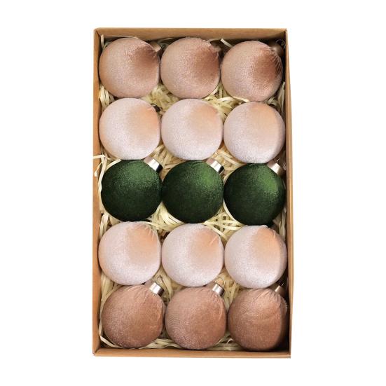 15 Pcs Christmas Ball Ornaments Lightweight Shatterproof Velvet Balls Reusable Festive Hanging Decorations for Home Xmas Tree