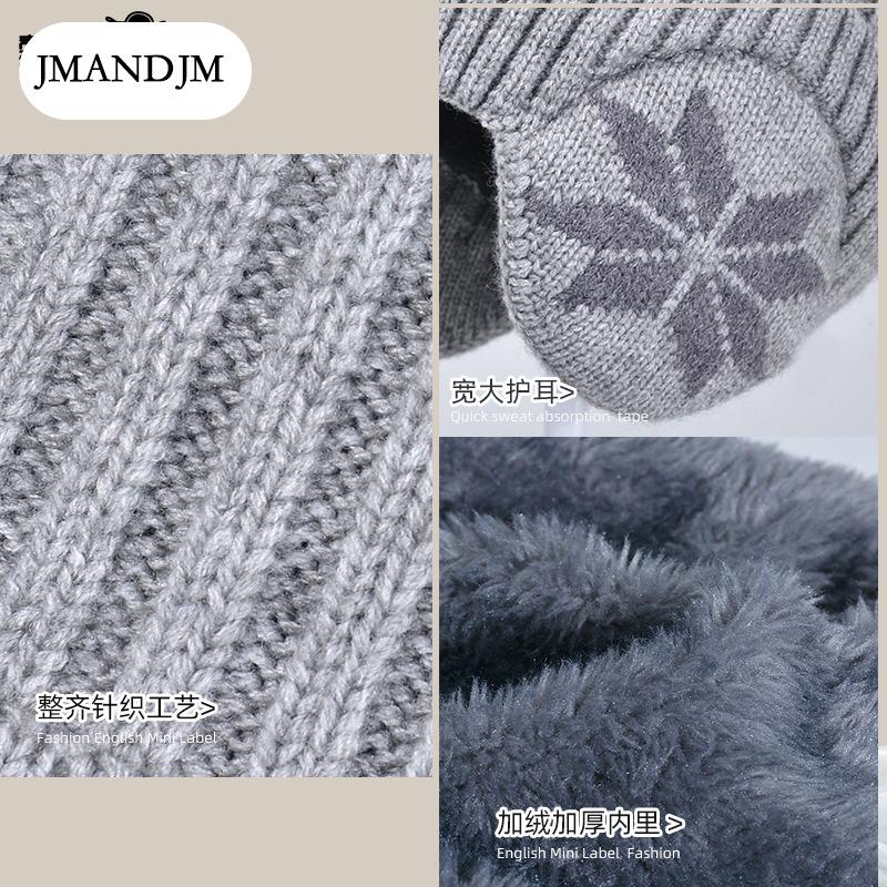 Children's Hat Winter Fleece Scarf Set Knitted Wool Hat Boys Warm Ear Protector Pullover Hat