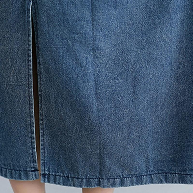 Джинсовое платье женское плюс размер повседневное винтажное без рукавов с большими карманами свободные джинсовые платья в стиле ретро женские летние с v-образным вырезом