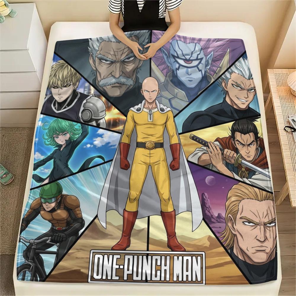 1PC Onepunch Man Patterned Flannel Blanket Suitable For All Seasons For Home Decor Warmth And Comfort Gifts Holiday Present