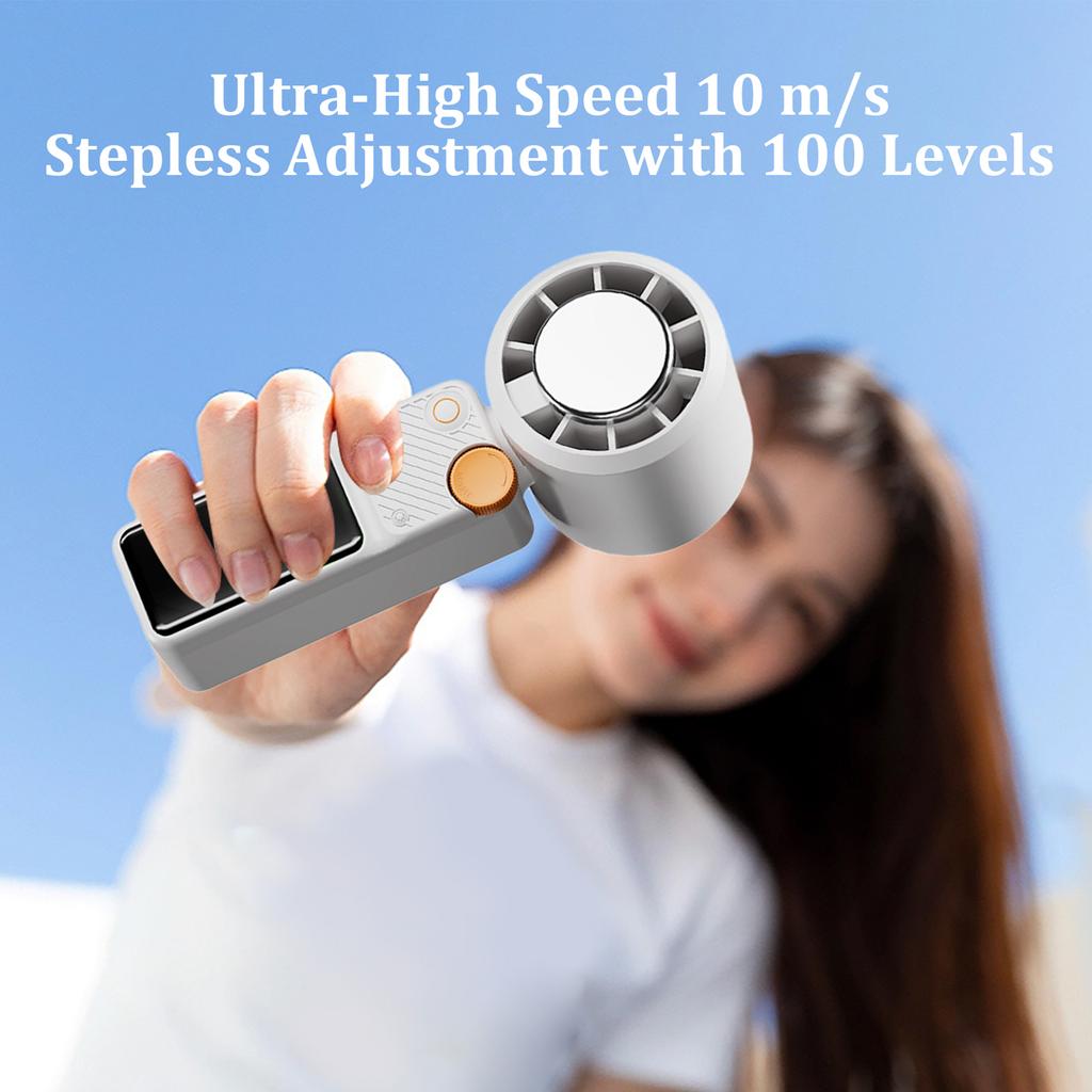 Ice Cooling Portable Neck Fan,5-Speed Turbo Wind Electric Handheld Cooler Fan 3000mAh 9H Battery Travel Outdoor Cooling Turbo