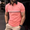 Splicing Casual Lapel Short Sleeved Polo Shirt