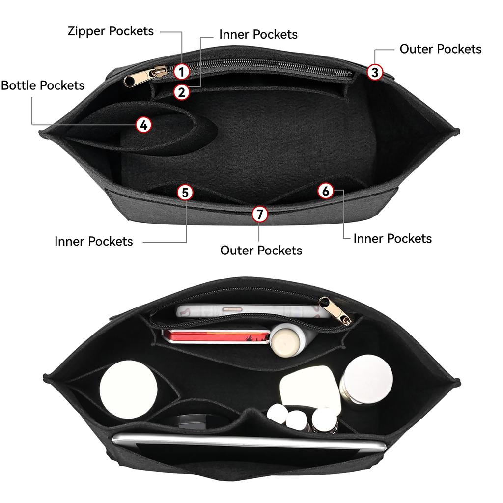 Felt Insert Bag Fits For Handbag Liner Bag Felt Cloth Makeup Bag Support Travel Portable Insert Purse Organizer