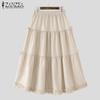 ZANZEA Женские летние юбки А-силуэта с эластичной резинкой на талии и завязывающимся узлом и оборками по подолу