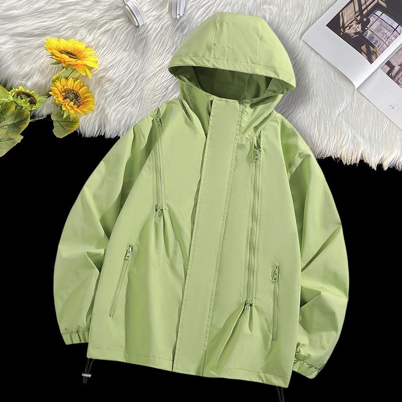 Outdoor Jacket Functional Twill Zipper Hooded Solid Color Men's Trench Coat Autumn Couples Jacket Mountaineering Suit