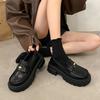 Retro British College Style Small Leather Shoes Women's 2025 Spring and Autumn New French Thick Heel Thick Sole One Pedal Loafers