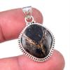 Natural Black Copper Turquoise 925 Solid Sterling Silver Gift Pendant 1.50" A9c16