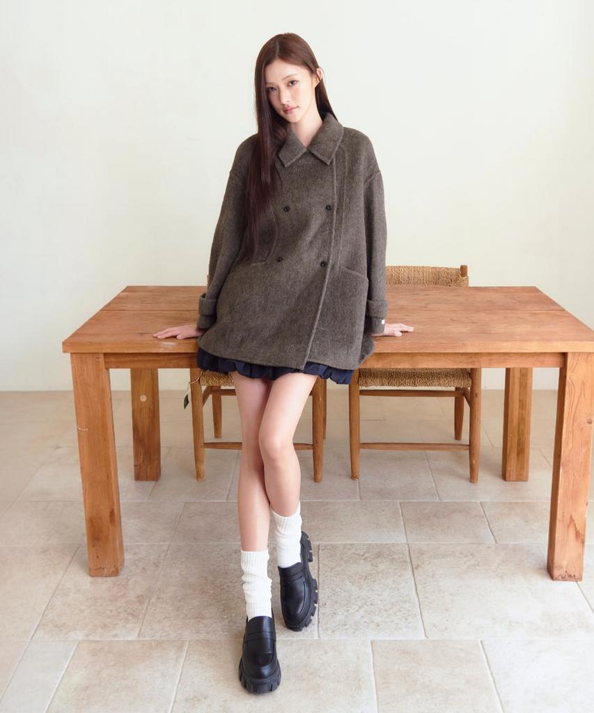 THE GREEN LAB Double Half Coat [Khaki Brown]
