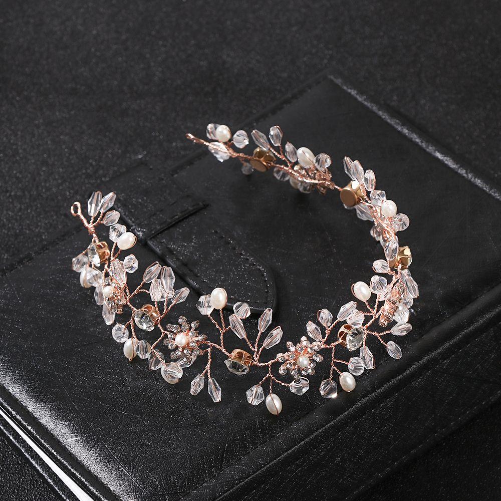 Girls Handmade Tiara Jewelry Rhinestone Headpiece Pearl Head Wear Crystal Headband Bridal Hairpin