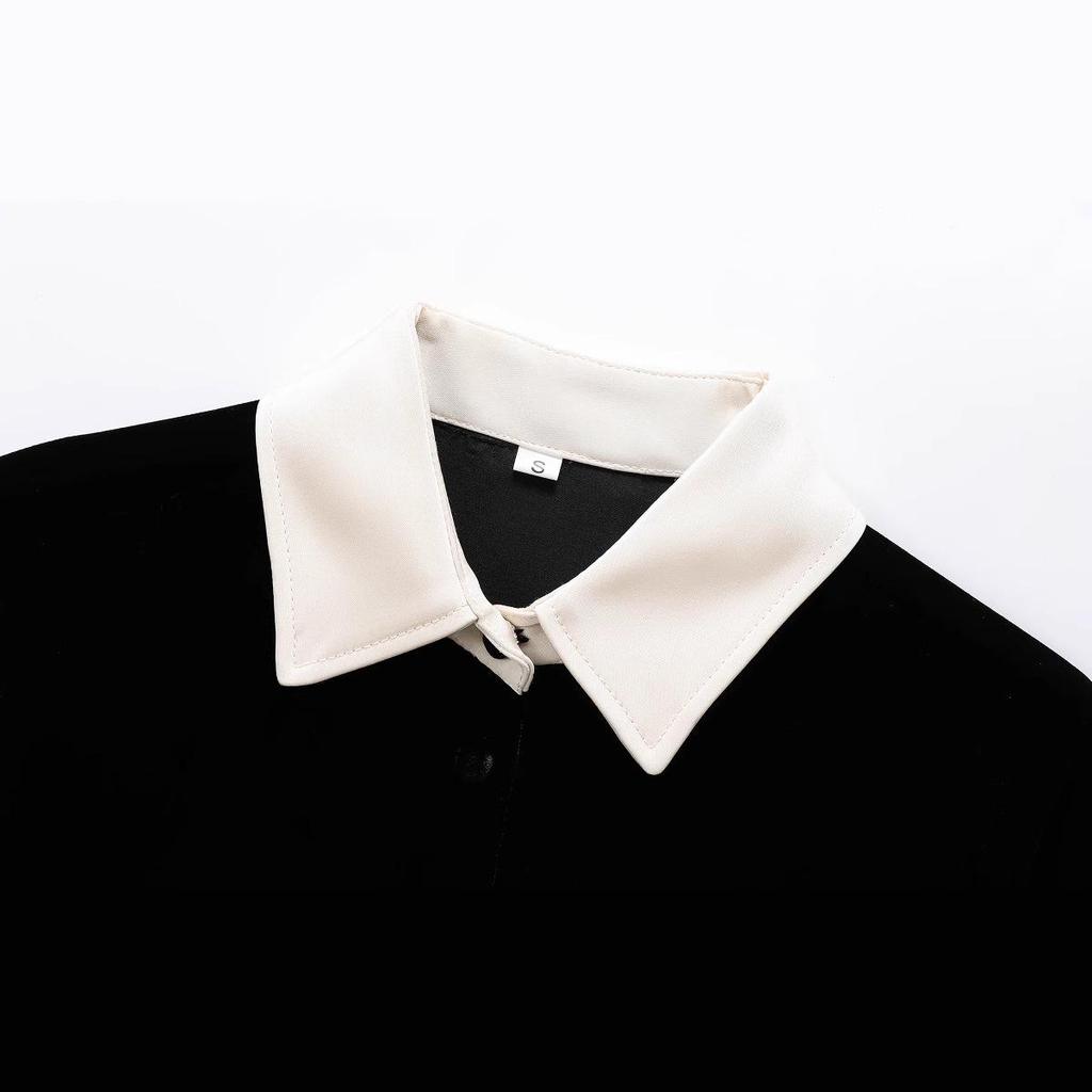 2024 Зимняя Новинка Женская Бархатная Рубашка с Длинным Рукавом и Повседневные Брюки - Европейский/Американский Стиль