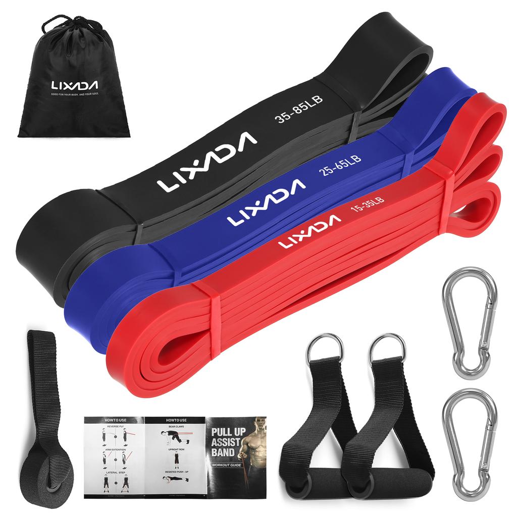 Lixada, 3 упаковки, вспомогательные ленты для подтягивания, набор эластичных лент для тренировок по пауэрлифтингу, упражнения на растяжку