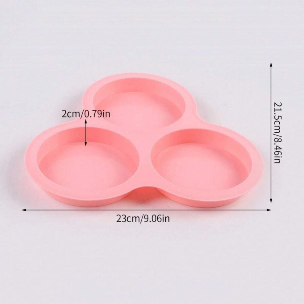 3Cavity Air Fryer Egg Mold Round Shape Cupcake Nonstick Silicone Muffin Hamburger Bun Pan DIY Cooking Mould Baking Accessories