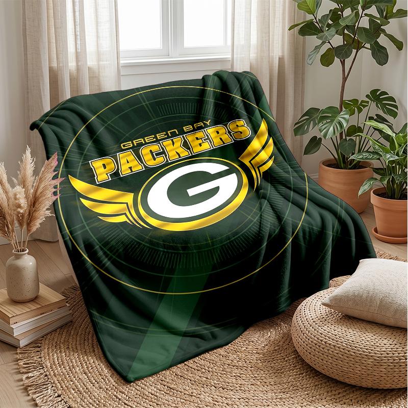 Green Bay Packers Flannel Fleece Blanket Cozy Warm Throw Blanket For Couch Bed Travel All Season Use