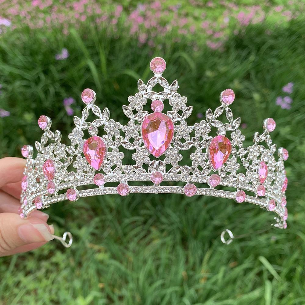 Shiny Baroque Crown Elegant Princess Rhinestone Crown Exquisite Bridal Tiara Women/Girls