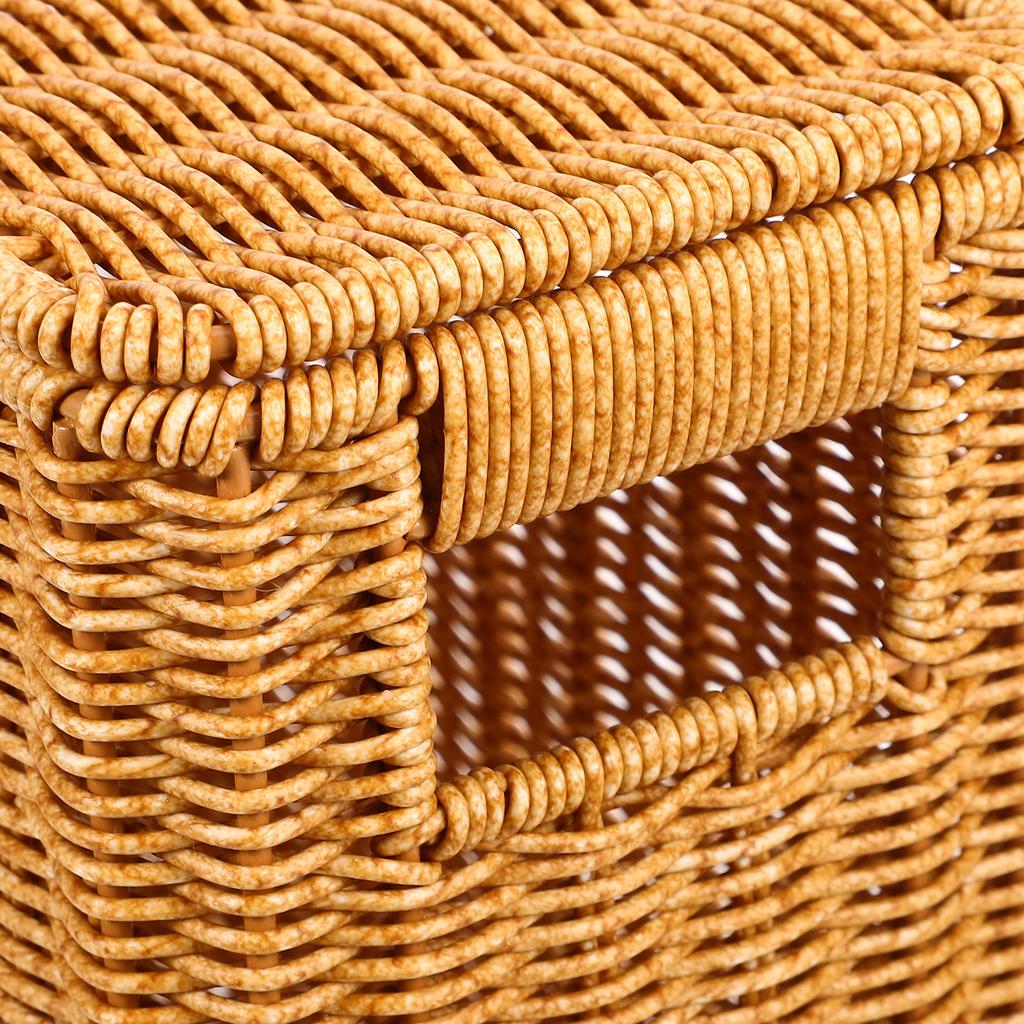 Narrow Tall Lid Storage Box Baskets Woven Magazine Plastic Home Kitchen Toy Vegetable Picnic Containers With Handles