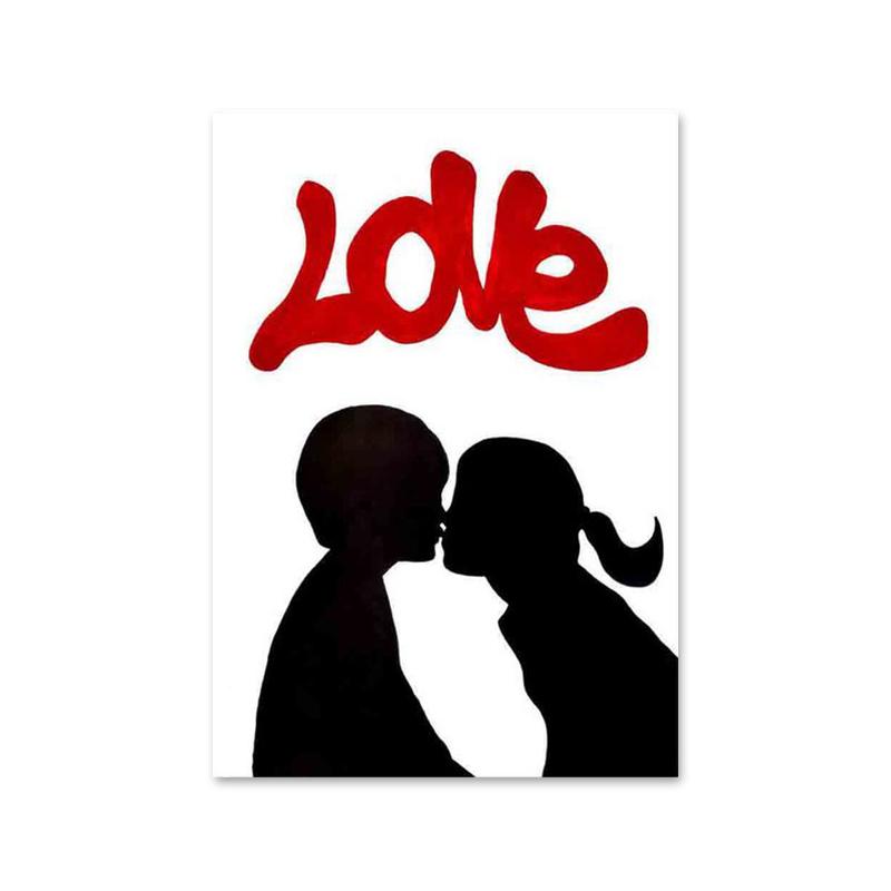 Граффити Бэнкси, красный воздушный шар, плакат, принты, абстрактные фигуры, картина на холсте, настенное искусство, картина для офиса, коридора, домашнего декора