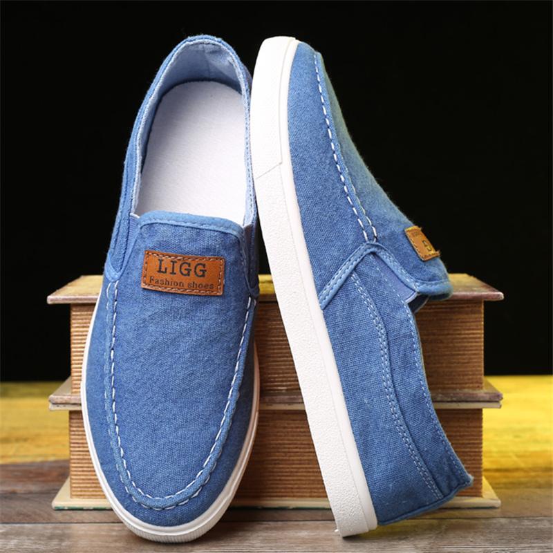 Summer Cowboy Fashion Mens Casual Shoes Low-top Slip On Men's Loafers Denim Breathable Male Flat Canvas Shoes