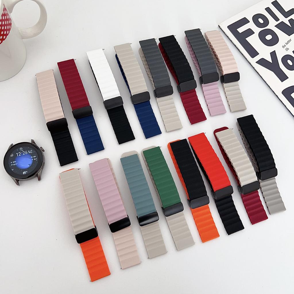 Suitable For Huawei Watch Gt5432 Strap Watch4Pro Two-Color Marine Silicone Magnetic Buckle Samsung Sports