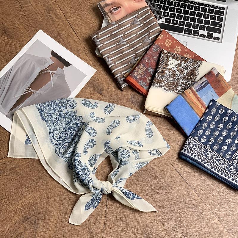 Шелковый шарф на шею маленький квадратный шарф с высоким чувством лета новый тонкий рубашечный маленький шарф шарф шаль головной платок повязка на голову