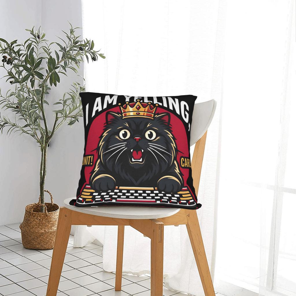I Am Yelling Carl Donut Cat Meme Pillow Cover Retro Trendy Pillow Case For Living Room Sofa Print Pillowcases Birthday Gift