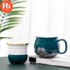 Hi Ceramic Teacup with Infuser and Lid Portable Travel Coffee Cup with Filter and Bag 320ML