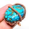 Natural Copper Blue Turquoise Gemstone Copper Wire Wrap Gift Ring Size 8 m4L29