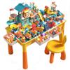 5-in-1 Kids Activity Water Table Toys and Chair Set with 143pcs Large Marble Run DIY Building Block for Kids Ages 3+