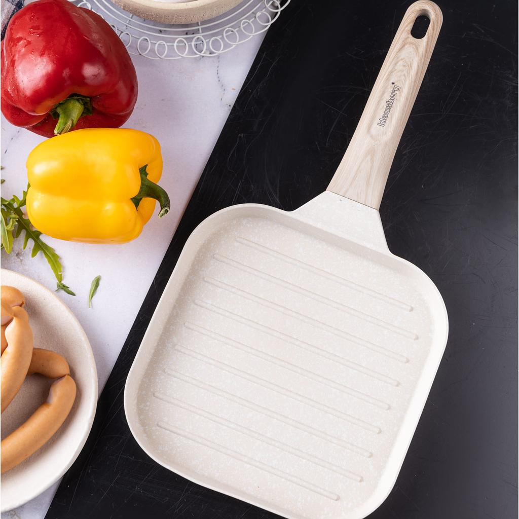 Patelnia grillowa 18x18cm marmurkowa BEŻOWA KLAUSBERG KB-7812