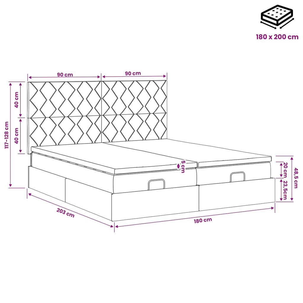 Ottoman Bed with Mattress and Headboard 2 Pieces Pink Velvet