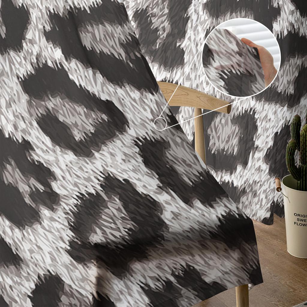 Animal Skin Texture Leopard Tulle Sheer Window Curtains for Living Room Kitchen Children Bedroom Voile Hanging Curtain