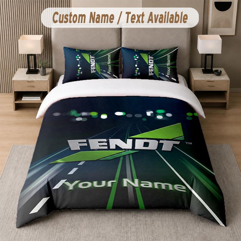 Custom Bedding Set Fendt Pattern, Print Name Text 1 Duvet Cover plus 2 Pillowcases Home Textile