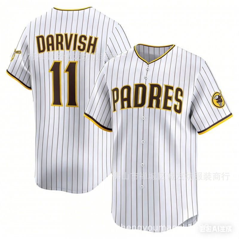 Embroidered Baseball Jersey San Diego Padres 11 Darvish Brown Mens Team Sports Top