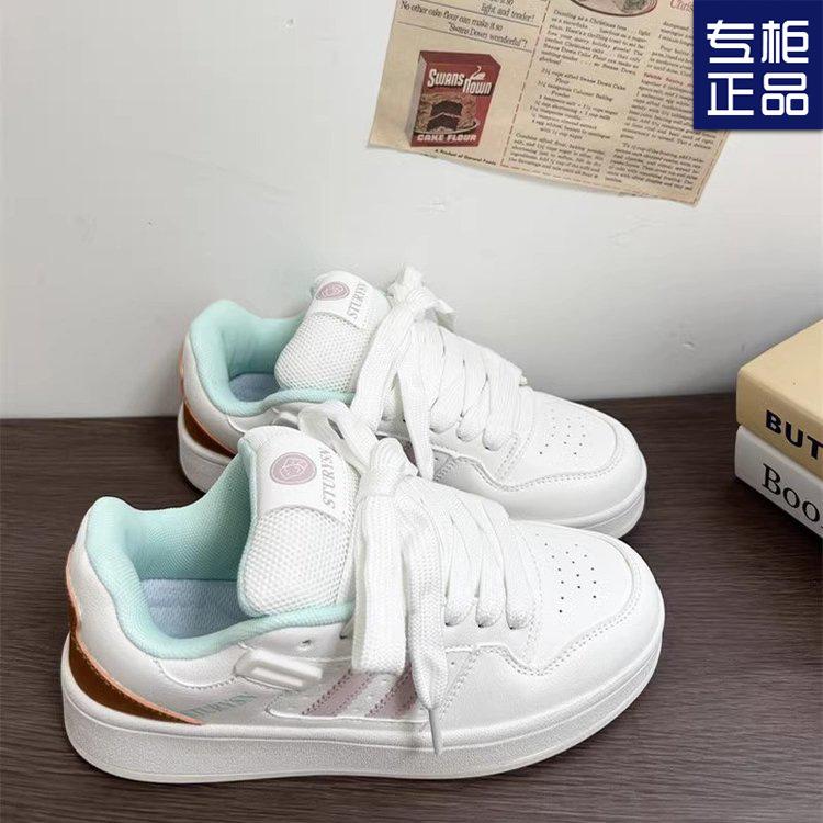 Нишевые оригинальные универсальные модные трендовые японские туфли-хлеб, студенческие спортивные маленькие белые туфли, женские 2024, платформа, повседневные кеды