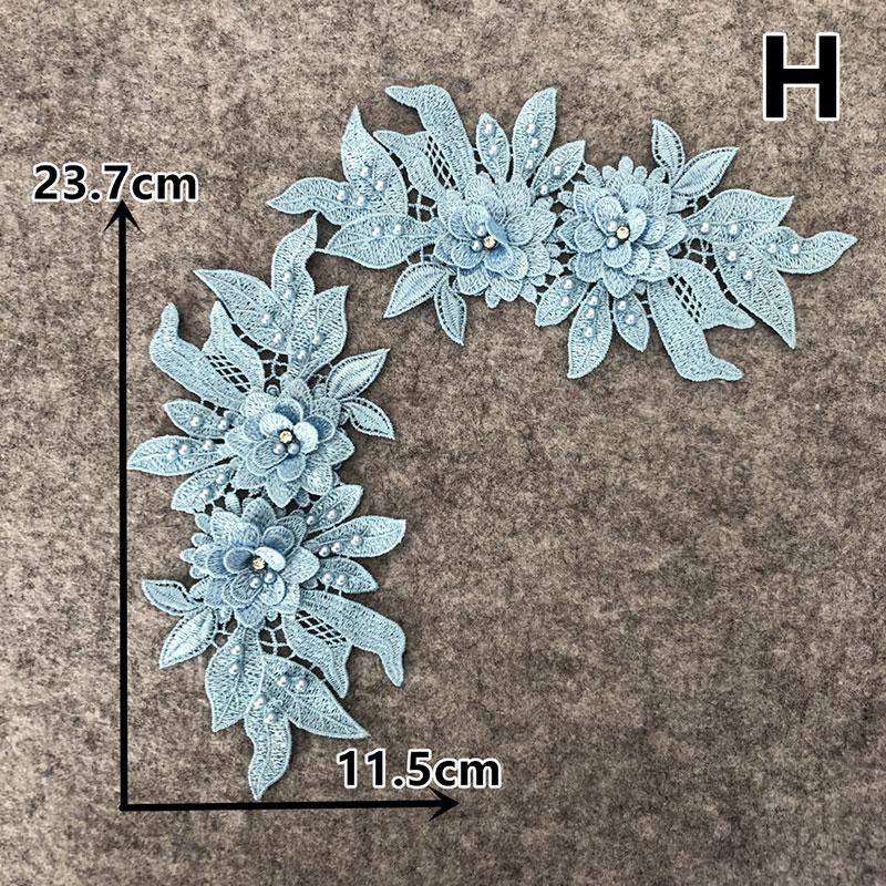 1 Pair Wedding Bridal Sew On Hollow Flower Lace Trim DIY Patches Embroidery Applique 3D
