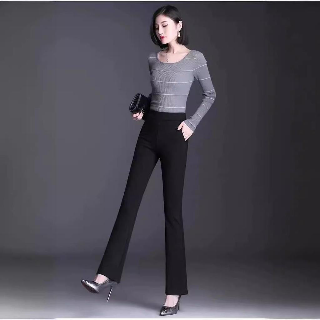 Winter Warm High-Waisted Flared Pants for Women, Plus Size, Straight Leg, Casual Suit for Spring and Autumn 2024